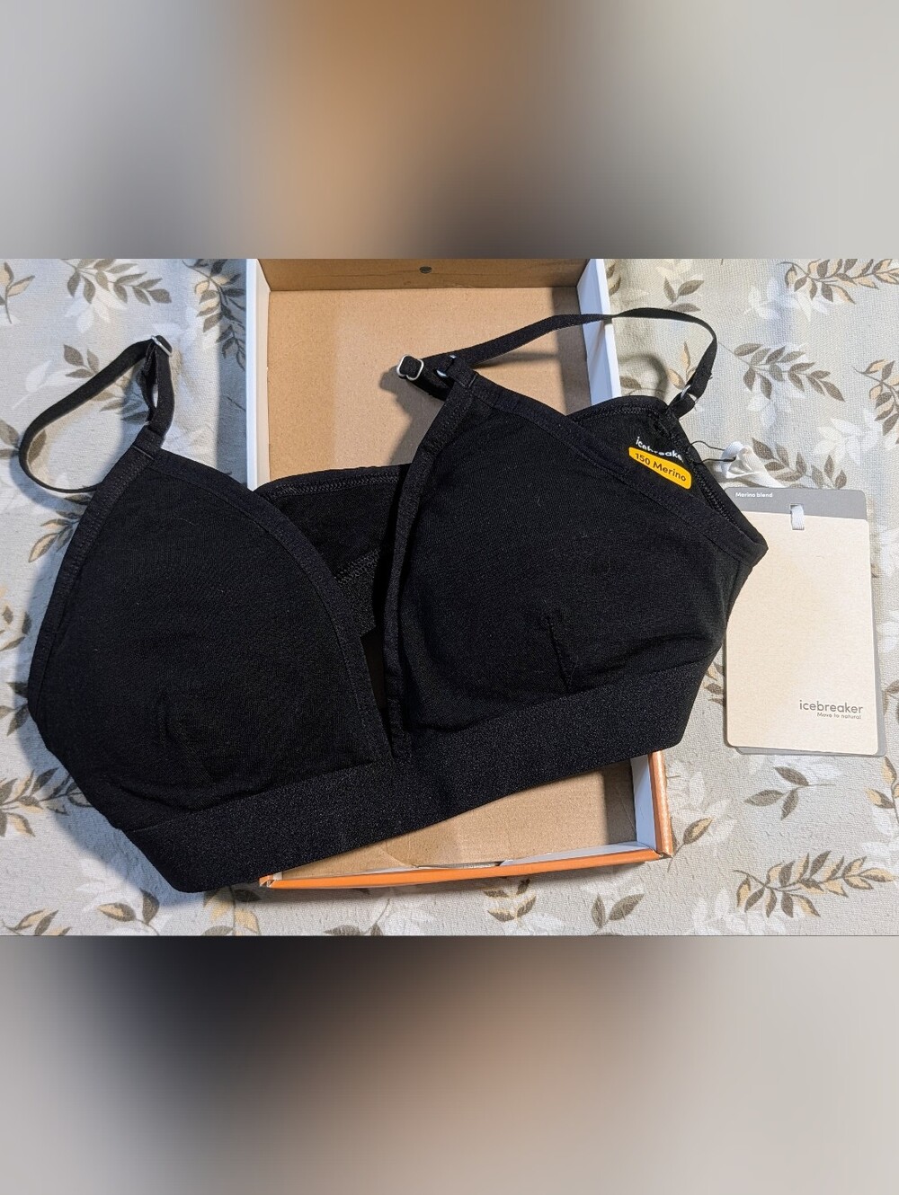 NWT Icebreaker Siren Bra With Inserts 150 Black Medium